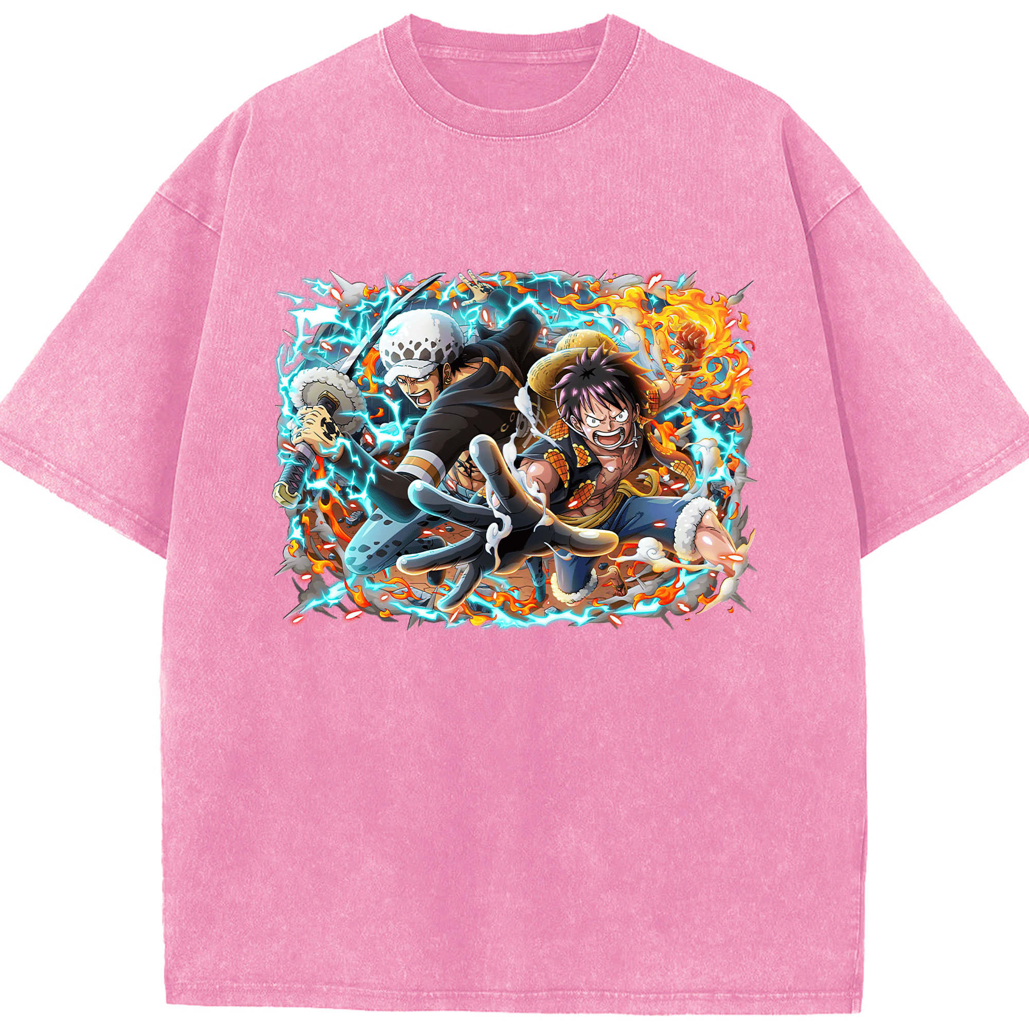 ワンピース モンキー・D・ルフィ ONE PIECE Monkey D. Luffy 綿100% ヴィンテージ風 半袖Tシャツ（フロントプリント）